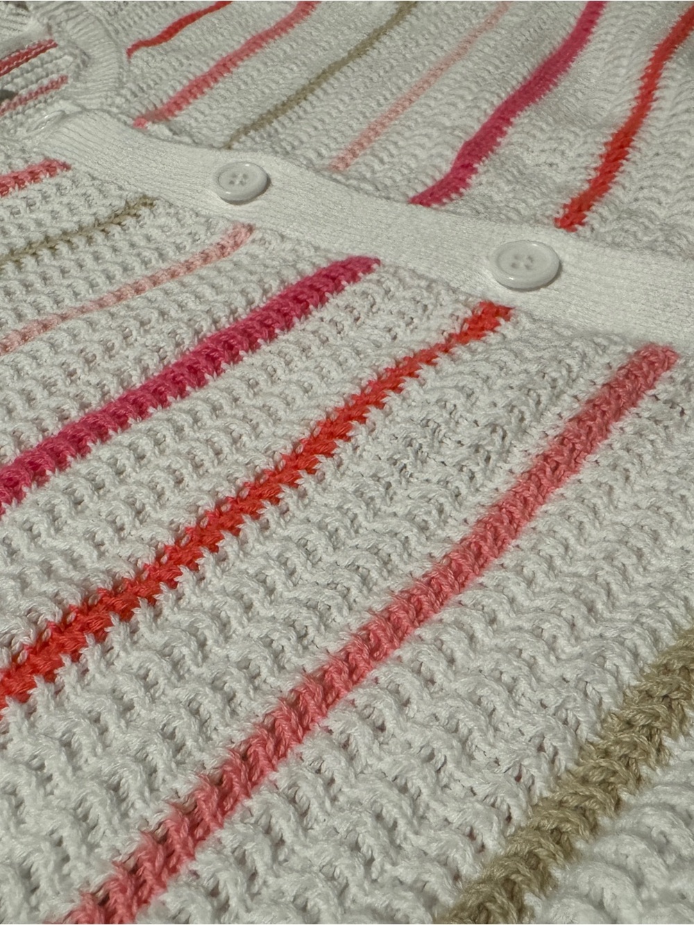 wonder nation White Knit Cardigan with Pink & Coral Stripes - Picture 5 of 5